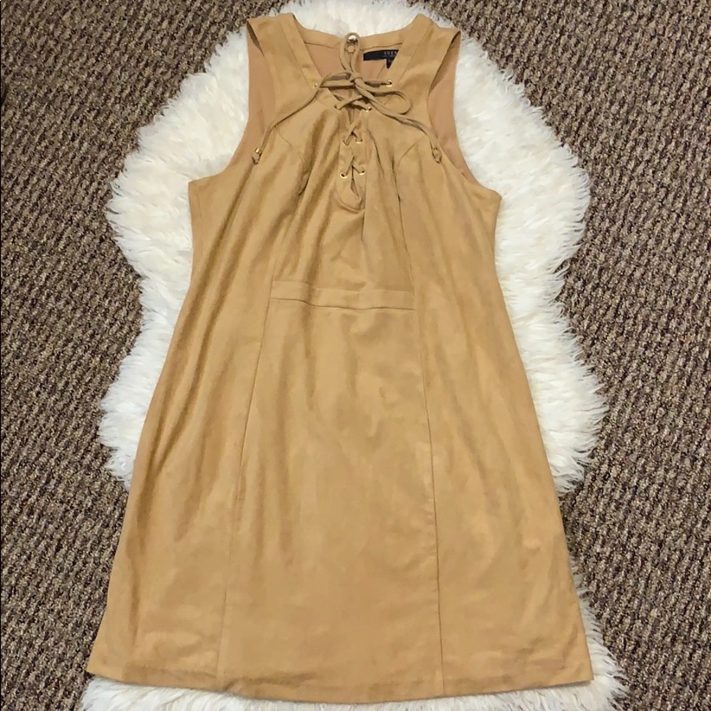 NWOT GUESS Sabine tie up suede festival dress
